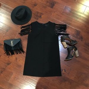 Fringe Sleeve Cocktail Shift Dress